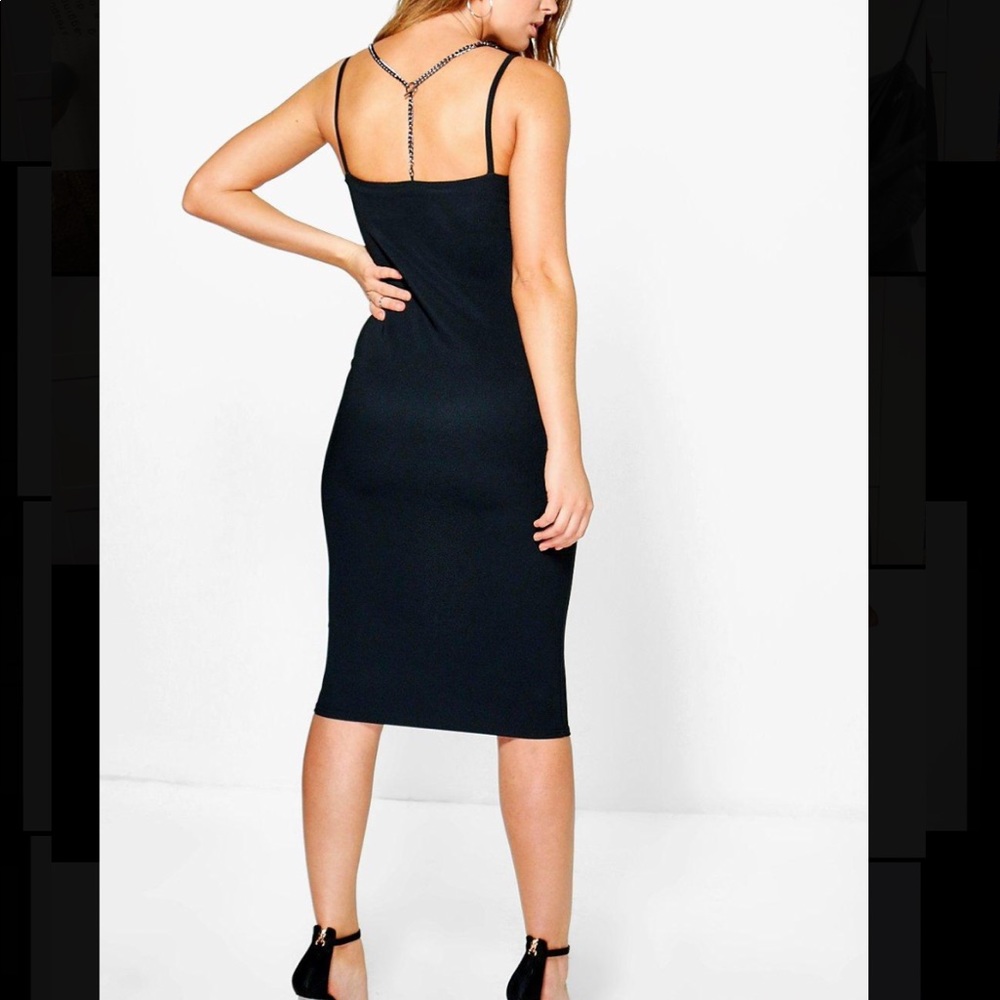 Boohoo strappy metal trim ribbed midi dress